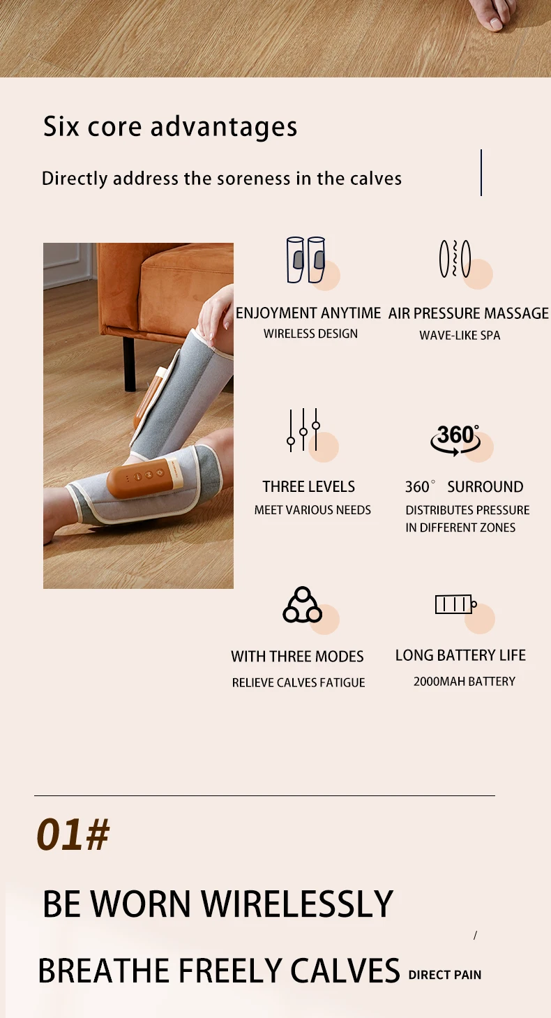 2025 New Products Leg Calf Massager Smart Health Air Relax Air Compression Leg Massager for Blood Circulation Varicose Veins