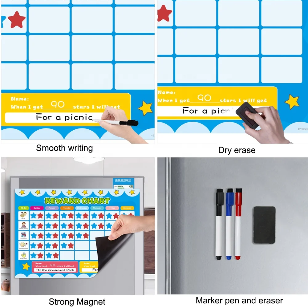 Best Selling Custom PET Material Kids Whiteboard Dry Erase Magnets To-Do List Children's Reward Chart with Features supplier