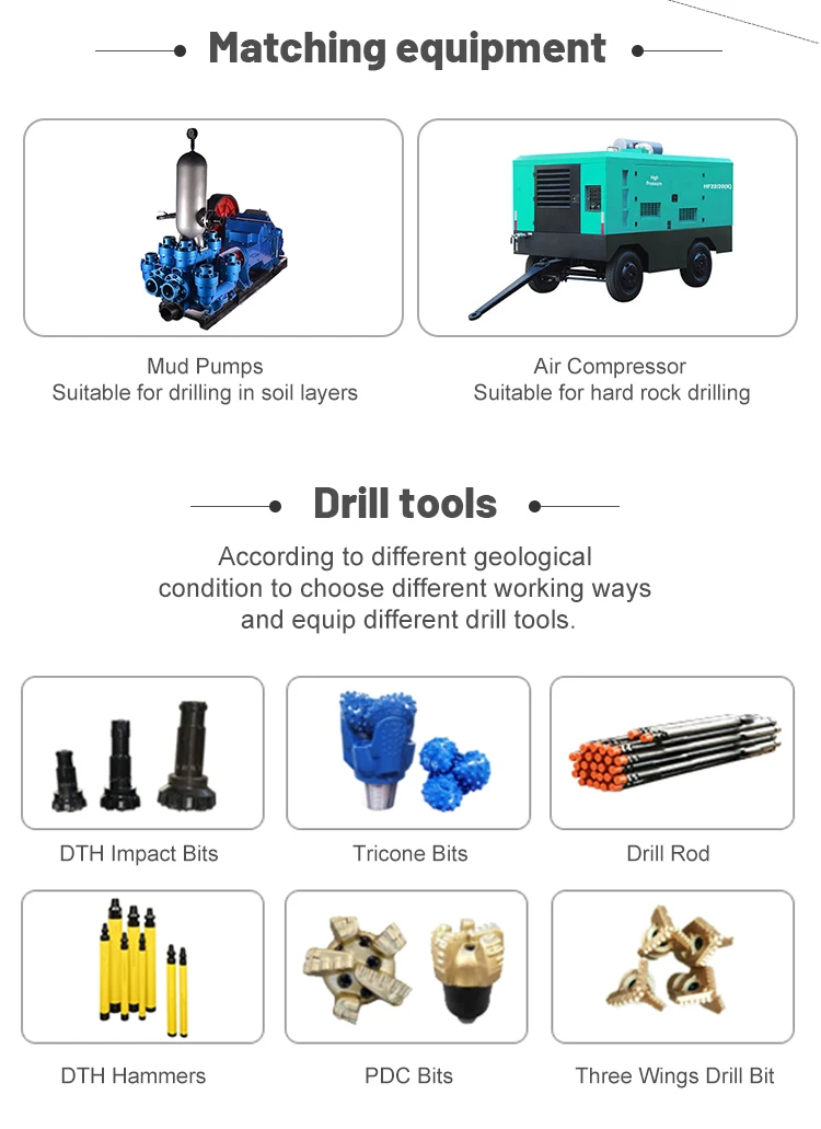 Portable 100m Deep Water Well Drilling Rig Machine 800m Depth Of Truck Mounted Water Drilling