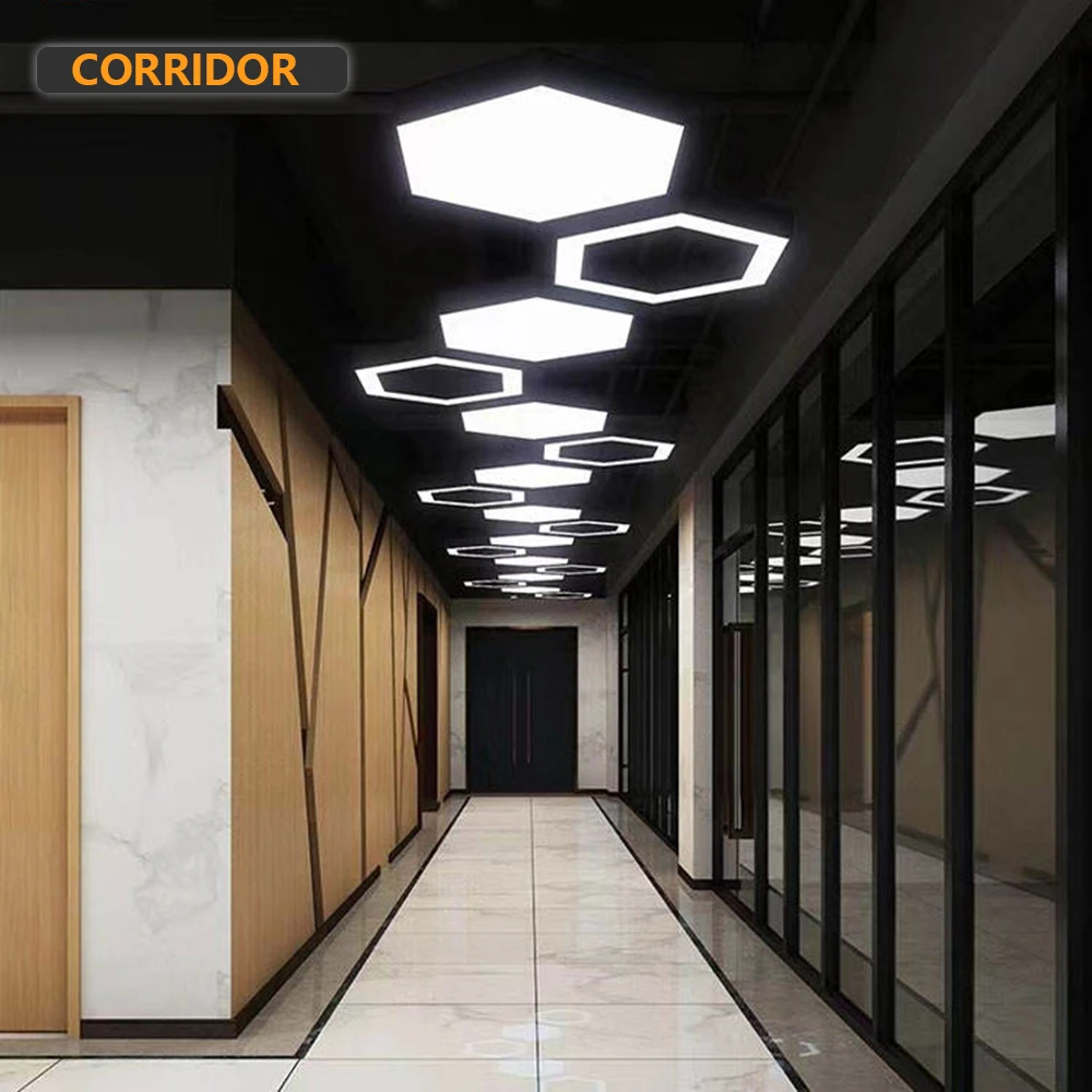 Commercial Simple Design Ceiling Lights Acrylic Cover Iron Body SMD3030 LED Hexagon Pendant Lights