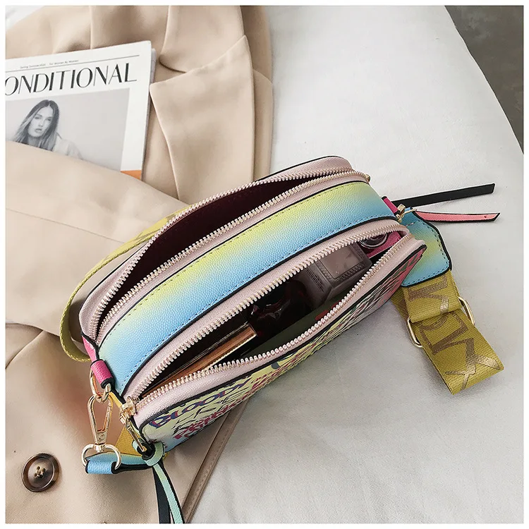 2021 Women Fashion Versatile New Personalized Graffiti Square Bag Lady's Shoulder Crossbody Bags