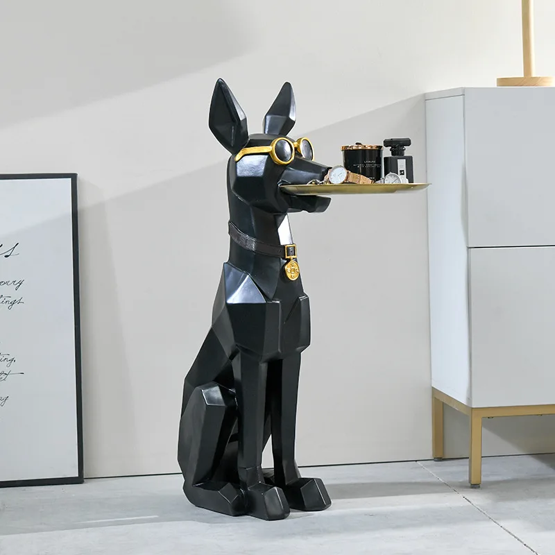 ドーベルマン彫刻ドーベルマン犬の置物ポーチキー収納ボックス家の装飾