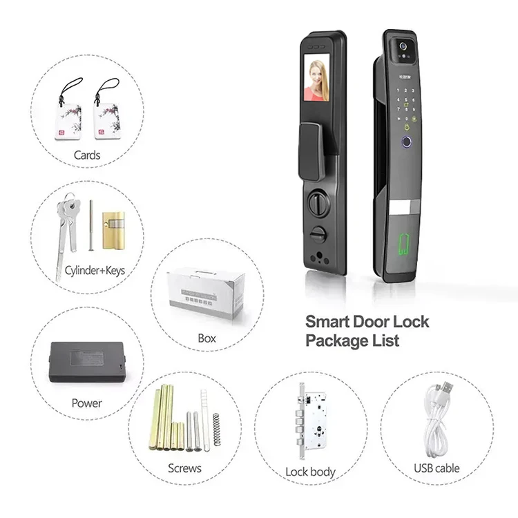 Easloc Full Automatic Smart Lock Front Door Face Recognition Door Lock with Eye Scanner