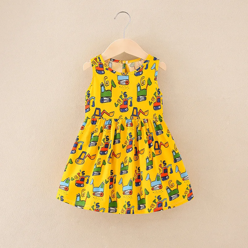 Summer Toddler Girls Dresses Kids clothing Sleeveless Cute Print Flower  Girl Dress Kids Birthday dresses for girls 
