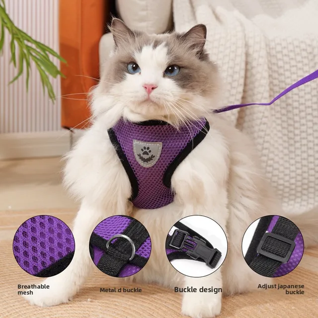 Fashionable Pet Reflective Vest Padded Strap Summer Breathable Traction Rope Button Comfortable Harness for Dog Cat Pet Supplies