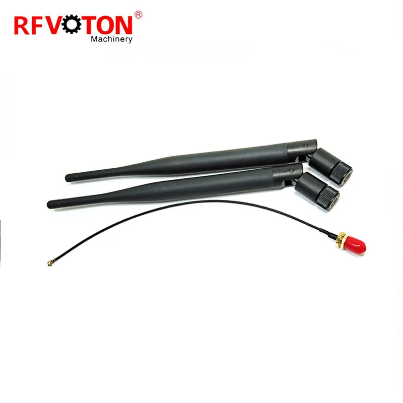 Antenna wifi rp sma male  pain 5db  920Mhz 2.4G 21cm indoor black antenna 1.13mm UFL IPEX pigtail