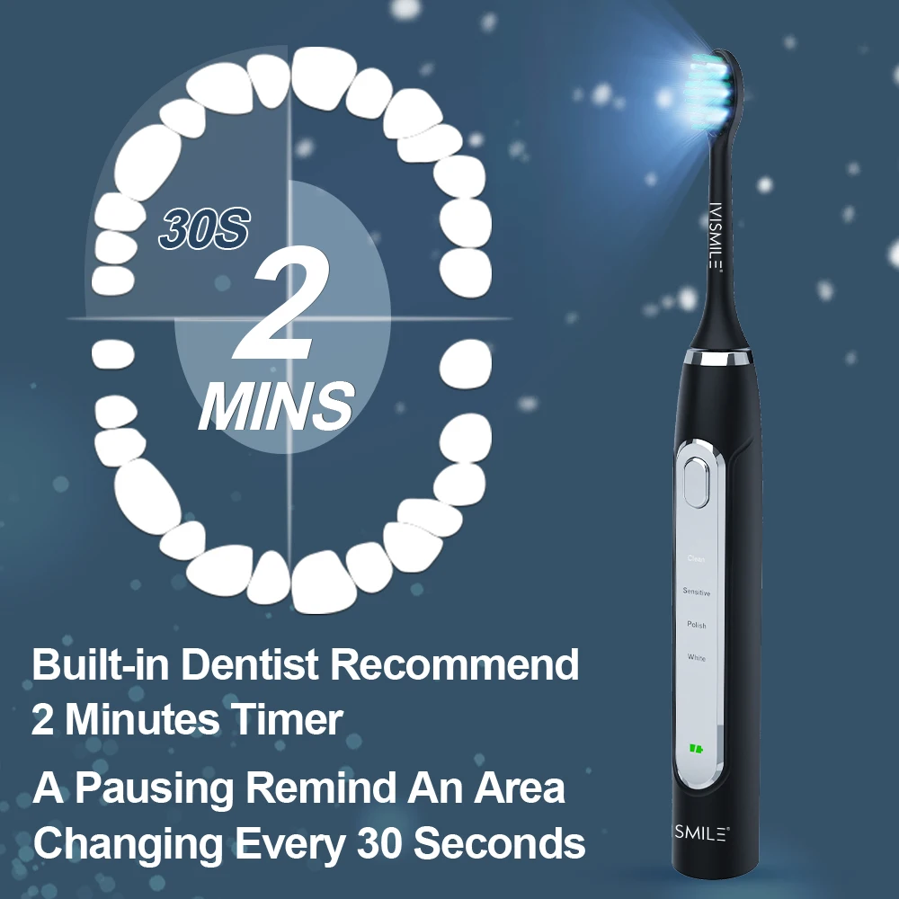 High Grade Intelligent Laser Blue Ray LED IPX7 Waterproof Sonic Electric Toothbrush