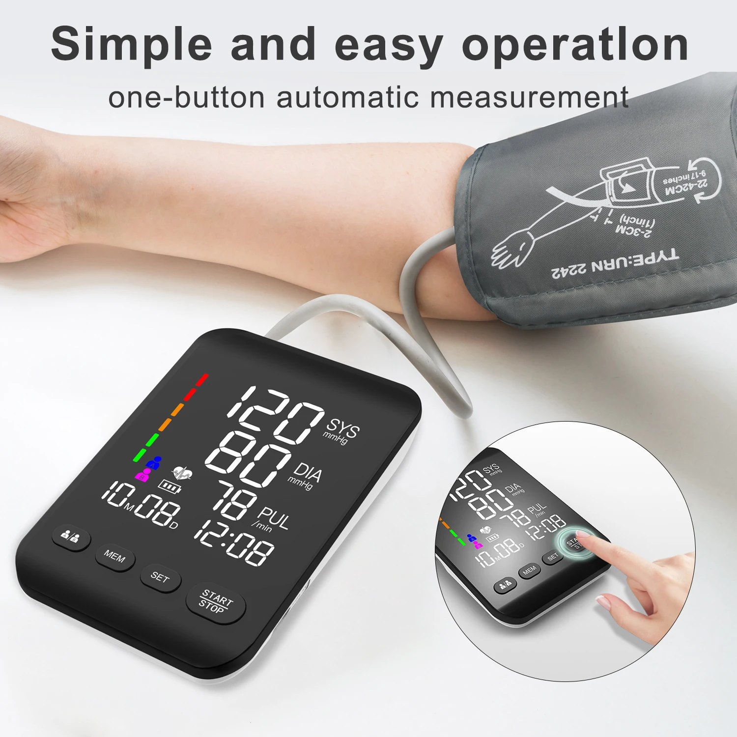 Digital Blood Pressure Monitor Tensiometer Electric BP Machine BP Monitor Smart Sphygmomanometer Arm Blood Pressure Machine