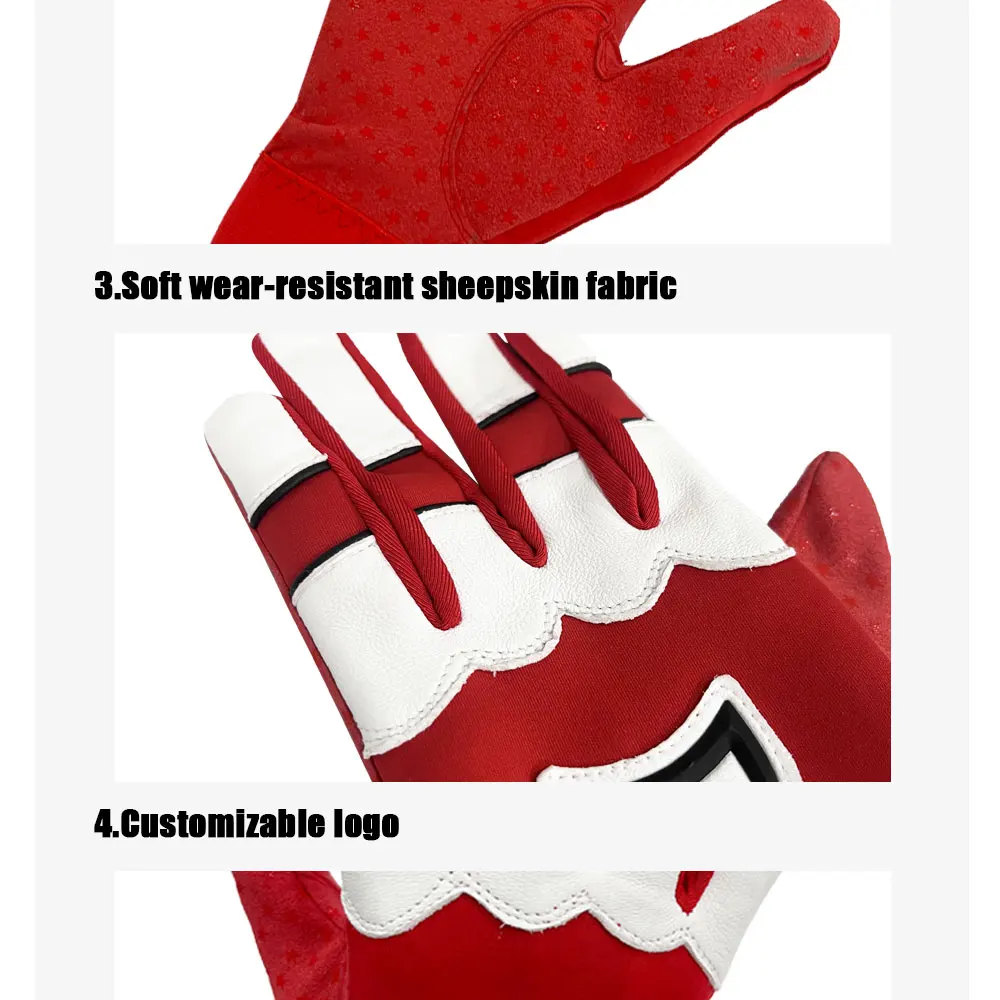 Baseball And Softball Batting Gloves Super Grip Finger Fit For Adult