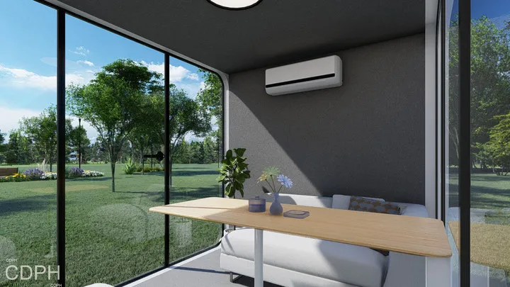 Hot Selling Cheap Prefabricated Soundproof Outdoor Residential Prefab House Small Movable Glass Isolated Mobile Office Pod