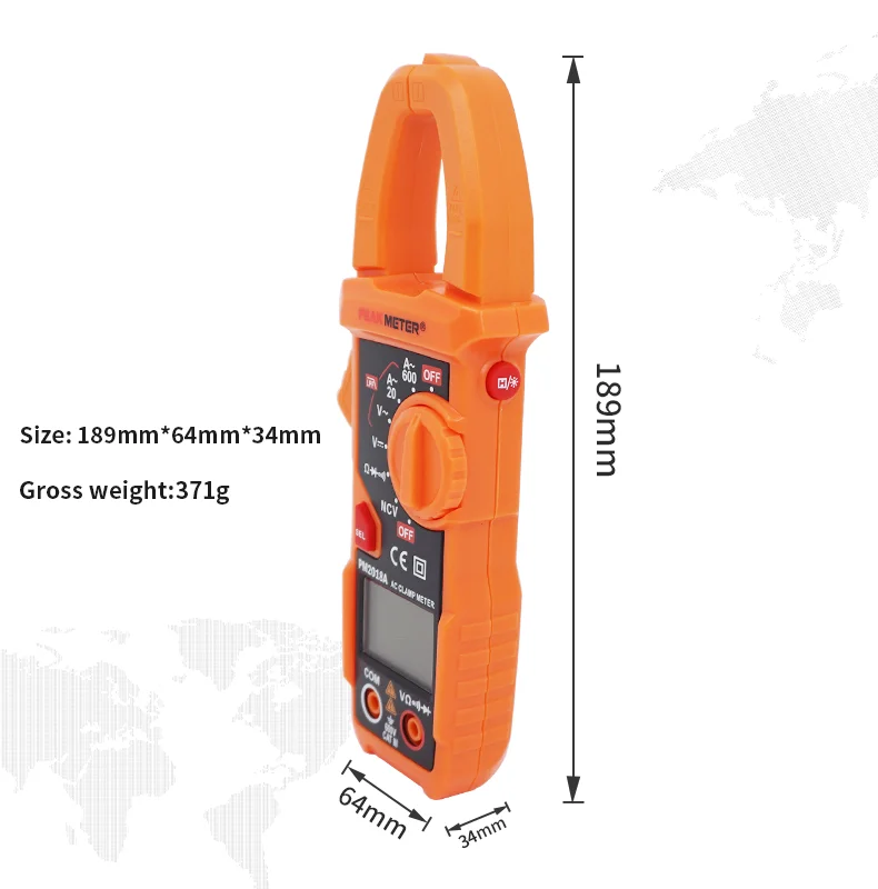 PM2018A Portable Manual Range Clamp Meter Peakmeter Electrical Clamp Meter Multimeter With ACA Voltage Tester Measurement