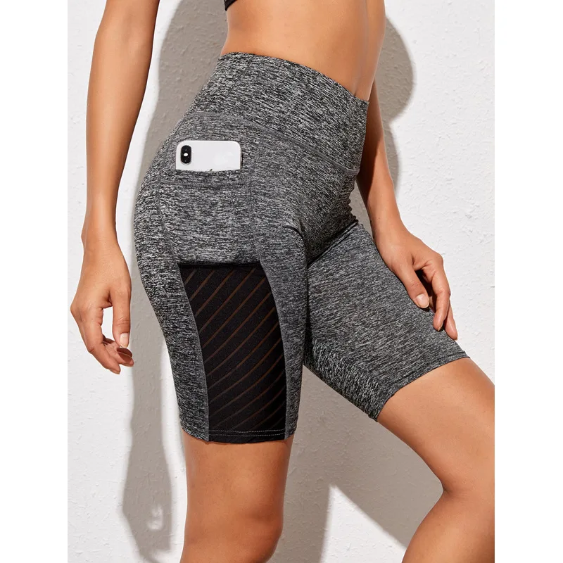 Multicolor Mesh Pants Pocket Yoga Pants 