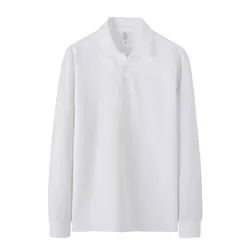 Новейший дизайн, индивидуальная 100% хлопковая футболка-поло с длинным рукавом, белая футболка-поло с принтом для мужчин
