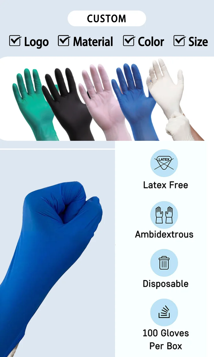 Hongray Disposable Glove Nitrile Powder Free 100 Pcs Disposable Gloves