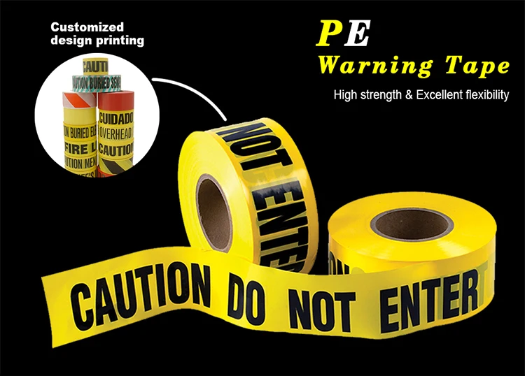 Factory Wholesale Pe Warning Tape Non Adhesive Barrier Warning Tape