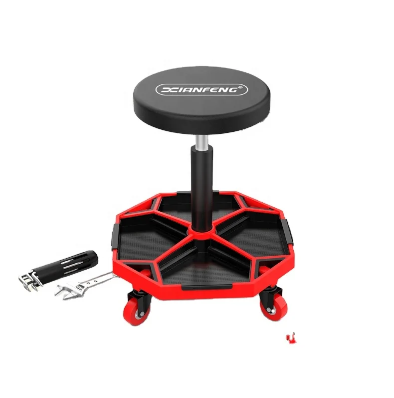 Auto Detail Tool Creeper Seat  Stool Adjustable Rolling Utility Vehicle Detail Seat with Storage Tray Tool Organizer