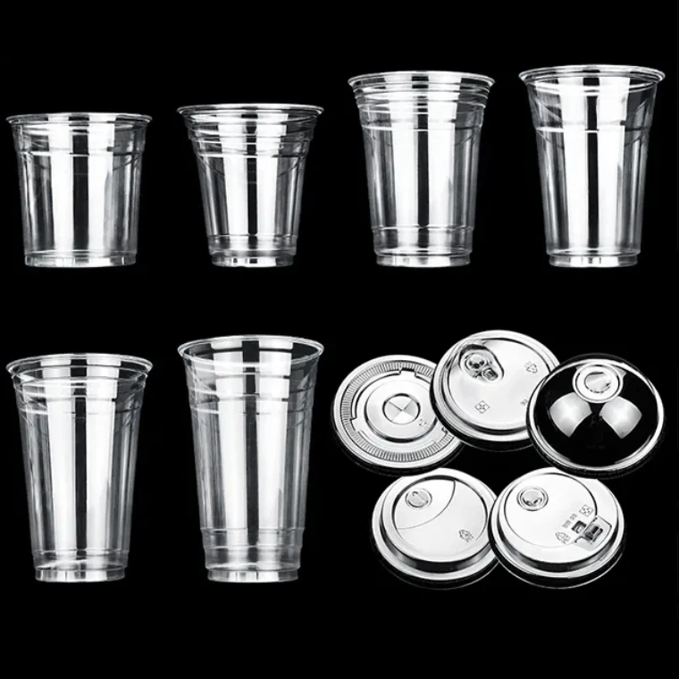 Disposable Plastic Cups 14oz for Cold Coffee Beverage Beer Smoothies Tea  Juice Transparent PET Cup
