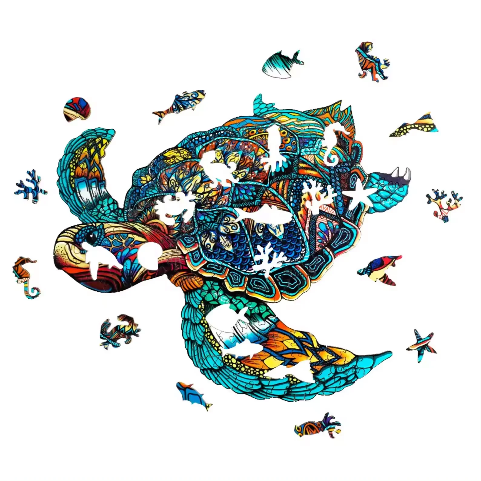 Sea Turtle 3D Puzzle Unique Shape Wood Animal Puzzle Wooden Jigsaw Puzzles for Adults Kids Gift