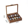 Coffret à montre 10 pièces en bois de noyer marron