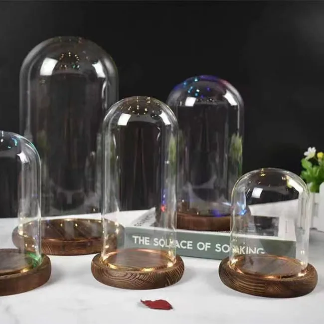 Large Glass Domes with Wooden Base China Tall Glass Dome Factory High Quality Glass Dome Different Sizes