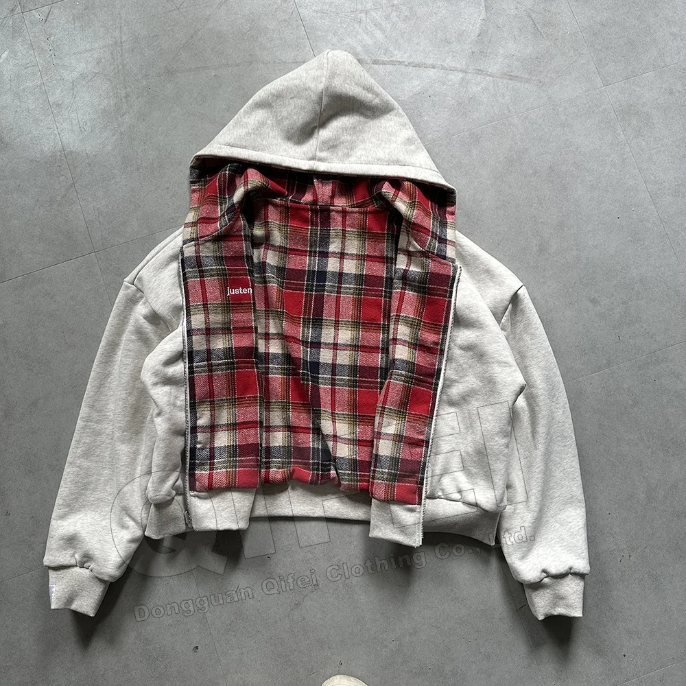 Custom Men's Reversible Plaid Double Zipper Hoodie – Striped