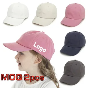 Custom Logo Print Children's Outdoor Hats Boys' Summer Running Flat Caps Kids Size Girls' Baseball Cap Solid Color Sun Hats