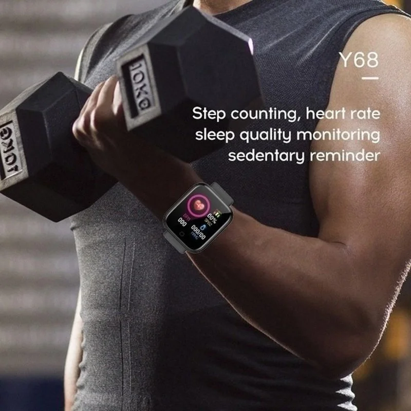 Y68 2021 New Smart Watch Blood Pressure Fitness Tracker Sleep Monitor Bracelet Waterproof Smartwatch Y68 D20