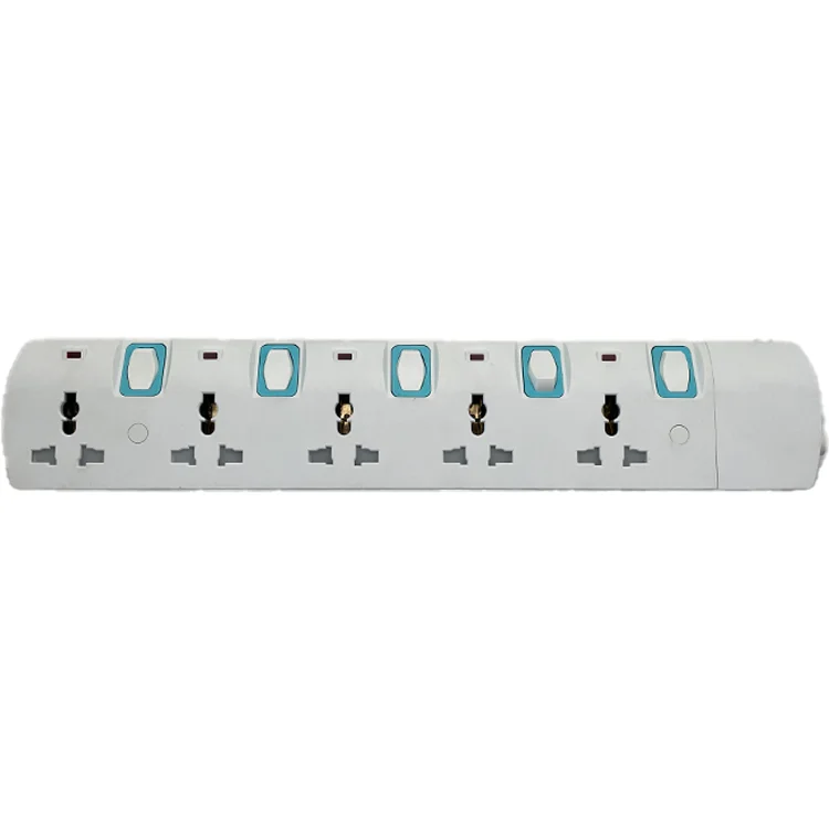 New Design Multi-switch 5-Pin Universal Socket Travel 15A/16A Power Strip Surge Protector Extension Socket