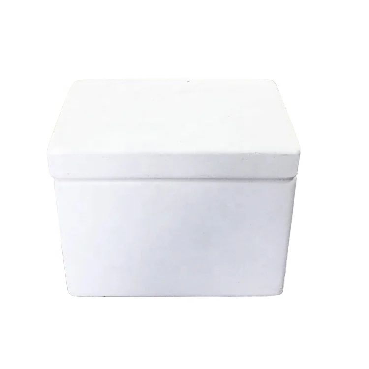Белая бетонная банка прямоугольной формы на заказ с цементной крышкой для хранения или подсвечника