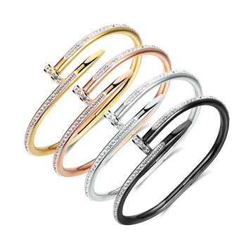 Men and Women Stainless Steel Nail jewelry Adjustable Bangle Nail Colorful Bangle With Zircon Bracelet
