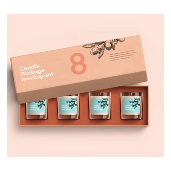 Manufacturer Custom Unique Rectangular Craft Packaging Color Hard Cardboard Luxury Candle Set Box for Gift