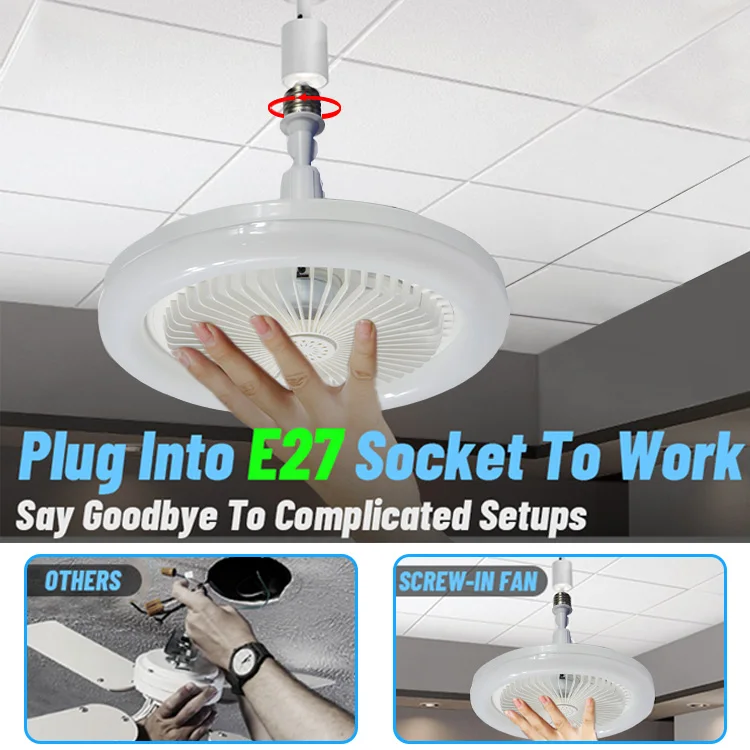Shinyland Ceiling Fan Lamp Remote Control Dimmable Low Profile E27 Small Ceiling Fan with Led Light