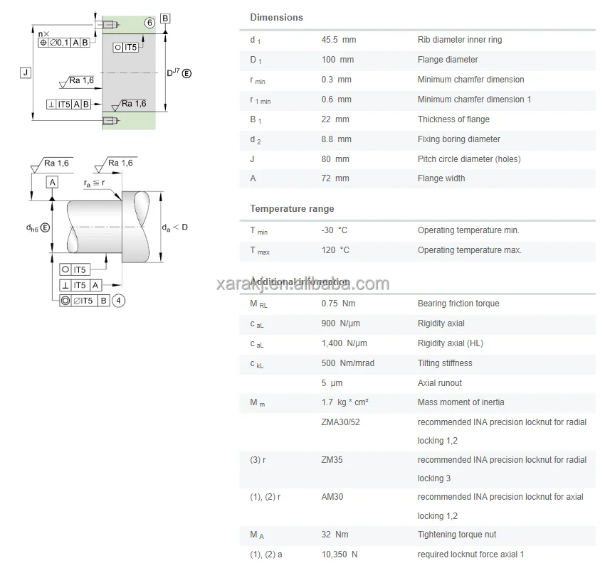 Schaeffler Screw Mounting Axial Angular Contact Ball Bearing Dklfa30100