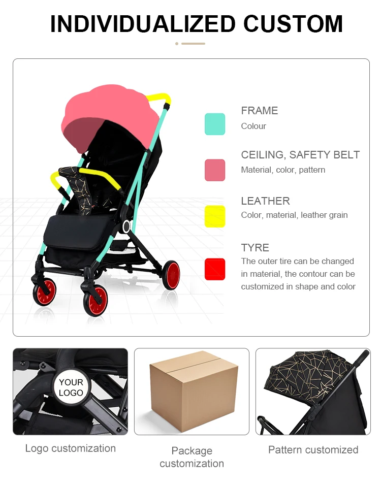 Wholesale Customization Lightweight Baby Strollers Onehanded Onestep Fold Stands When Folded