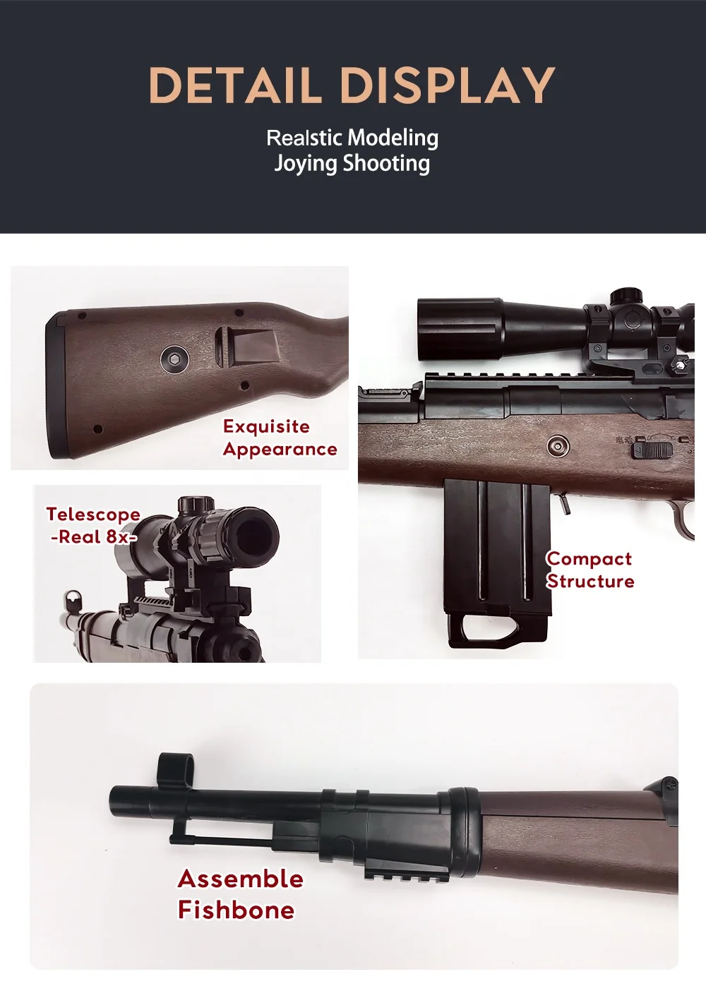 Tactical Version 98k Toy Gun With Telescope Shooting Dry Gel Ball Gun
