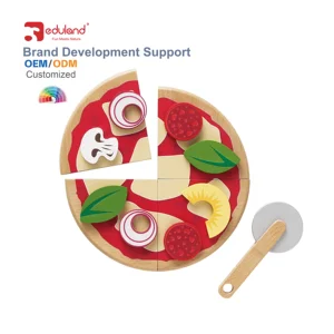 Factory Price Custom Kids Educational Pretend Play Kitchen Toys Wood Food Pizza Model