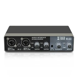 Xtuga Studio Live Audio Interface Sound Card Adjustable Audio Input Mixer For Recording Microphone