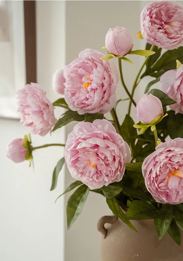 Wholesale High Quality 3 Heads Artificial Silk Peony Flowers For