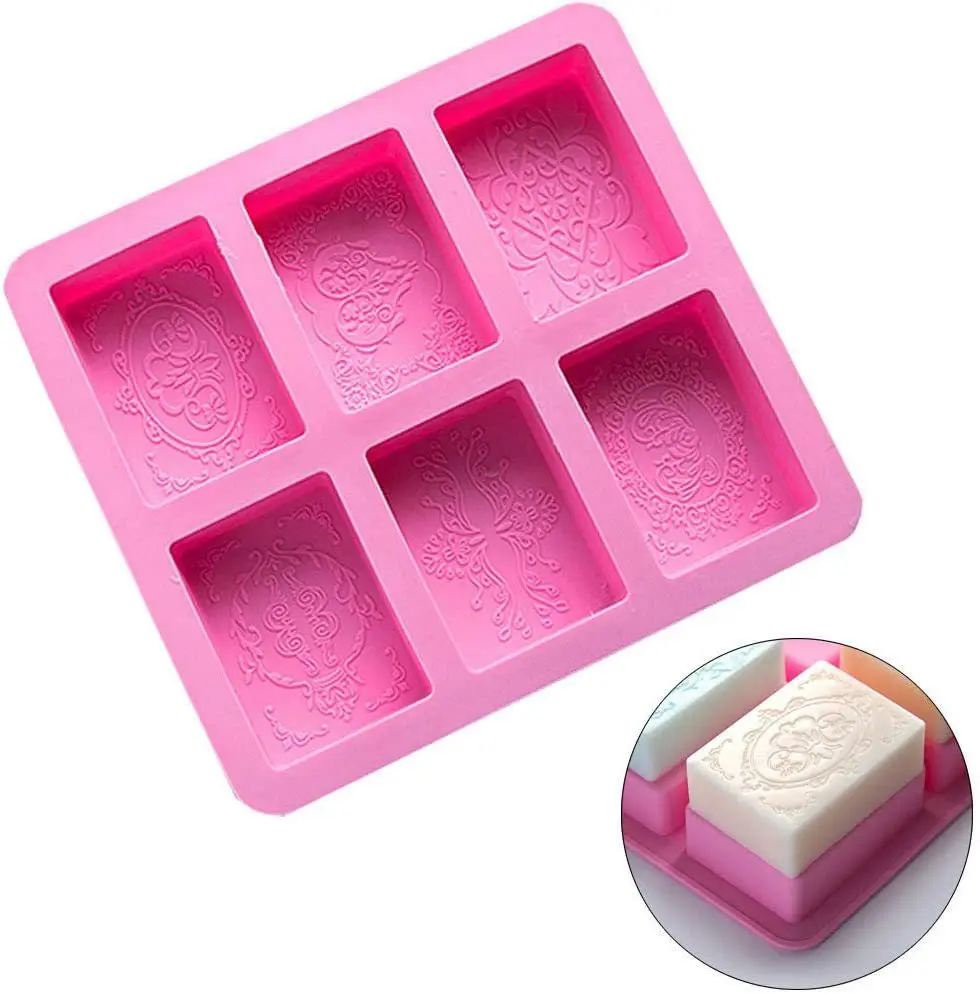 Custom Silicone Soap Molds 6 Patterns Rectangle Silicone Molds For Soap