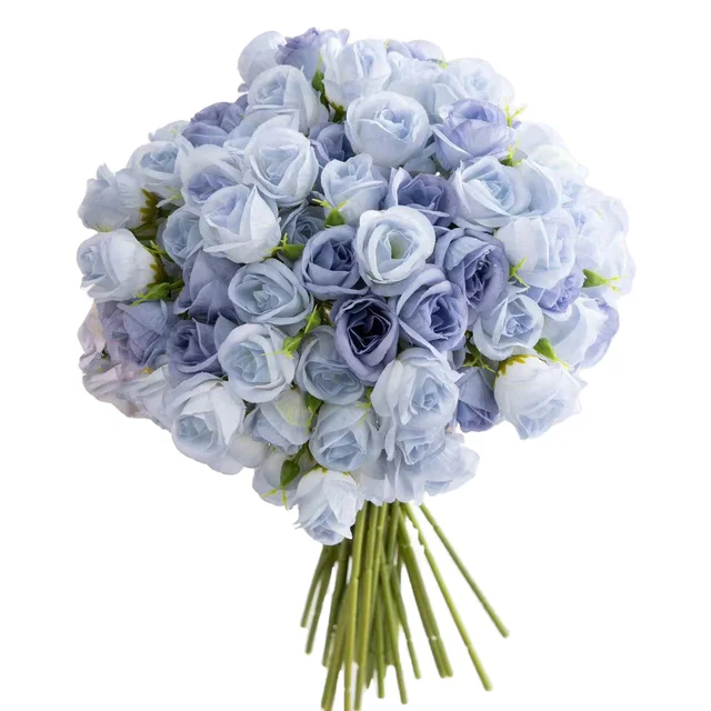 27 head Ice Blue Hand flower Persian Rose Valentine's Day gift simulation flower diy bouquet of wedding roses fake flowers