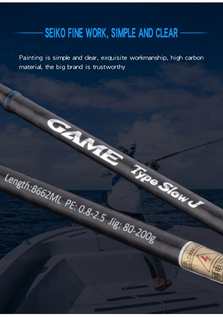 Lurekiller Game Type Slow Jigging Rod 6'6' 1.98m 18 Kg Spinning/casting