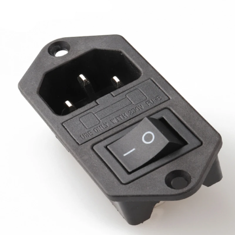 AC Power Socket With Lock Screw Female 3pin Power Socket With Fuse Black Rocker Switch