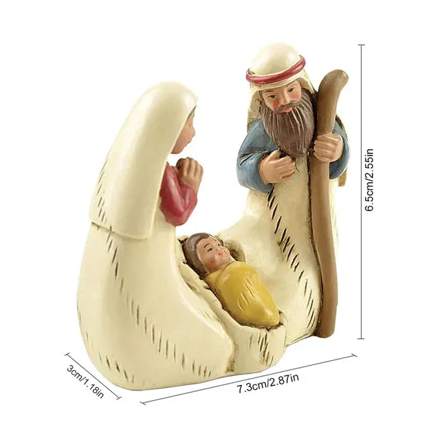 Nativity Statue Scene Set Baby Jesus Manger Christmas Crib