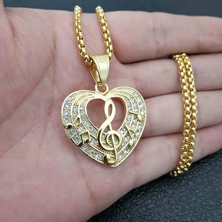 Gold-Filled Crystal Heart Charm Pendant Necklace