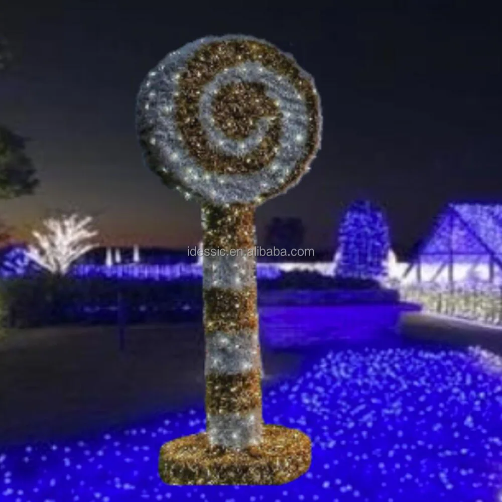 Outdoor 3D Large Illuminated Pathway Displays Christmas Lollipop Decorations for Winter Wonderland Light Show