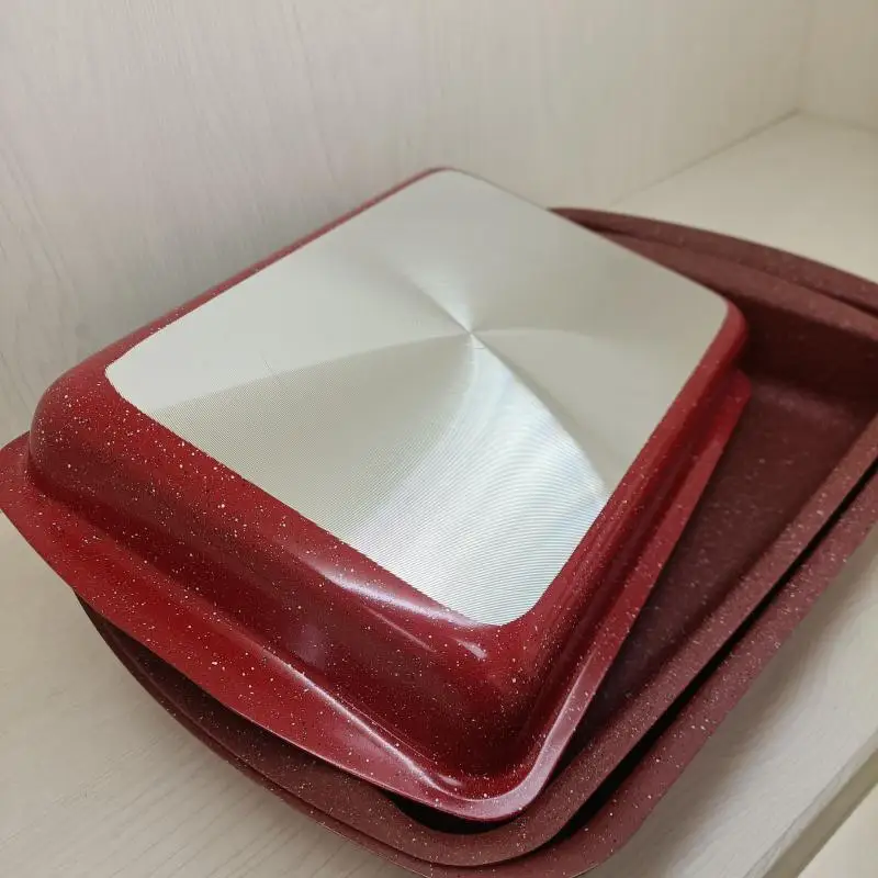 Rectangle Aluminum Nonstick 3pcs Roaster Pan Set Square Baking Pan for Oven square Bakeware