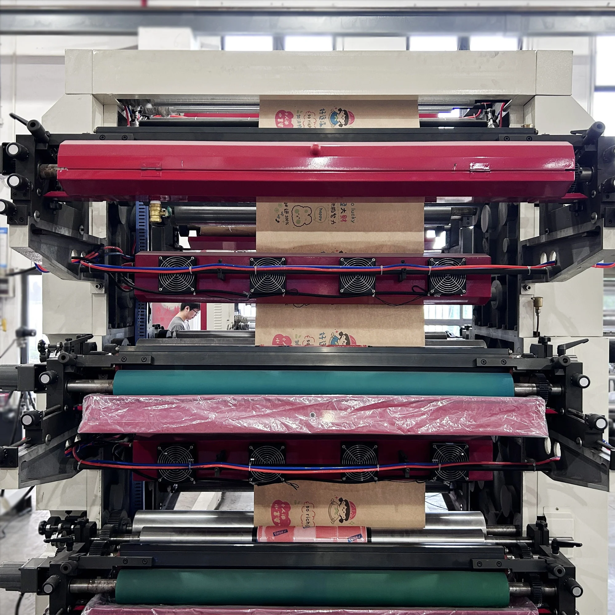 RTRY-600 Stack Type Roll PVC OPP Plastic Flexographic Printer Paper Cup Fan 6 Colors Sticker Labels Flexo Printing Machine
