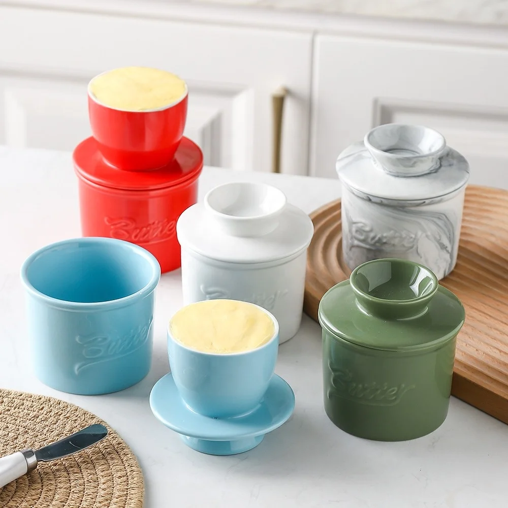 Custode del burro Semplice piatto for burro for formaggio con coperchio, piatto for snack, contenitore for burro in ceramica, stoviglie for scatola di burro for formaggio domestico Burriera ( Color
