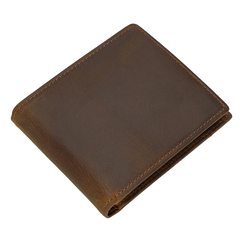 Custom Handmade Custom Logo Large Capacity Vintage Men Genuine Leather Money Card Wallet Multiple Card Bifold Wallet