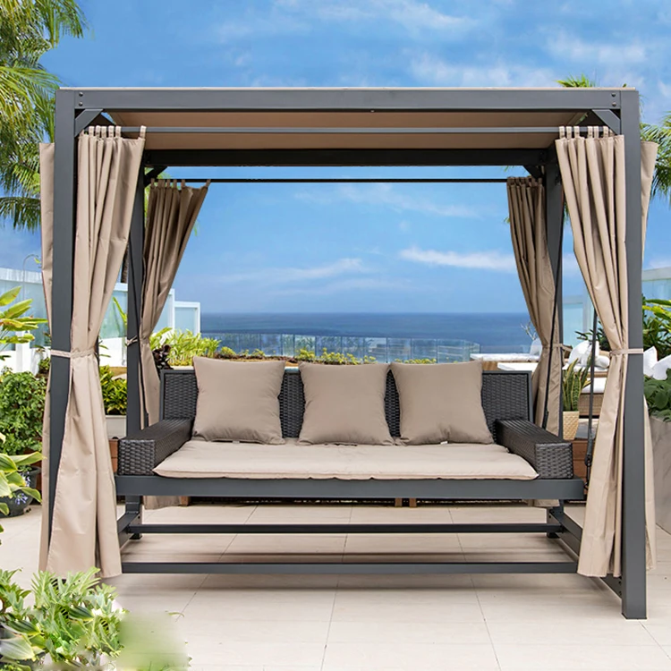Summer Patio Furniture Outdoor Canopy Swing Bed Hanging Daybed Swing